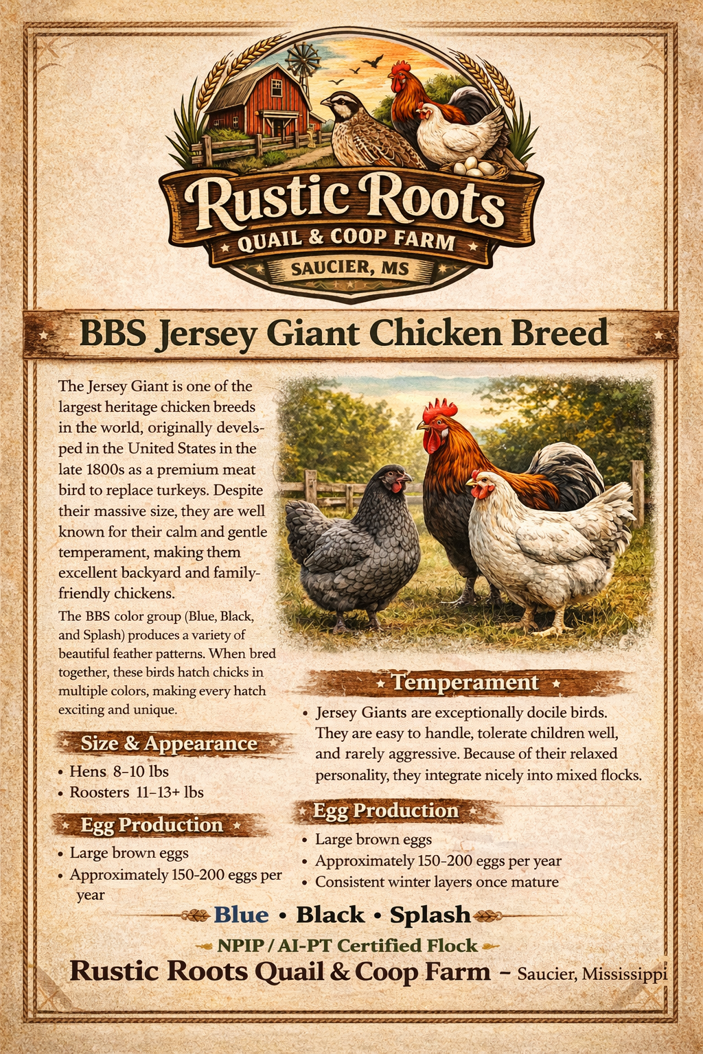 Blue Black Splash Jersey Giants Hatching Eggs - Half Dozen